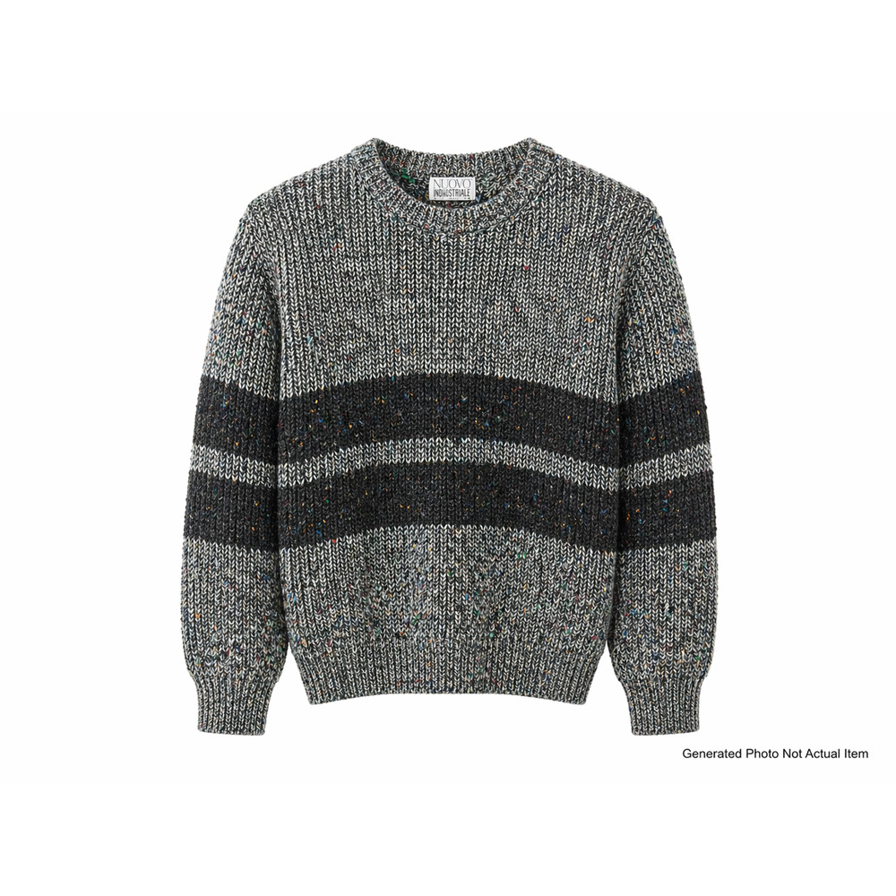 Nuovo Industriale Chunky Knit Gray Speckled Wool Blend Sweater Sz L
